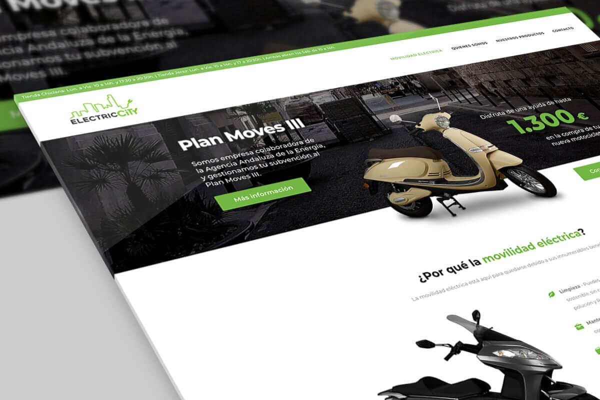 mockup del diseño web electriccity