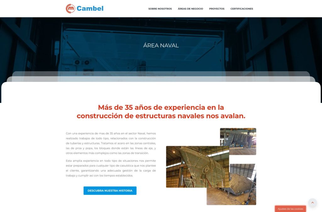 diseño web de la seccion de proyectos para cambel