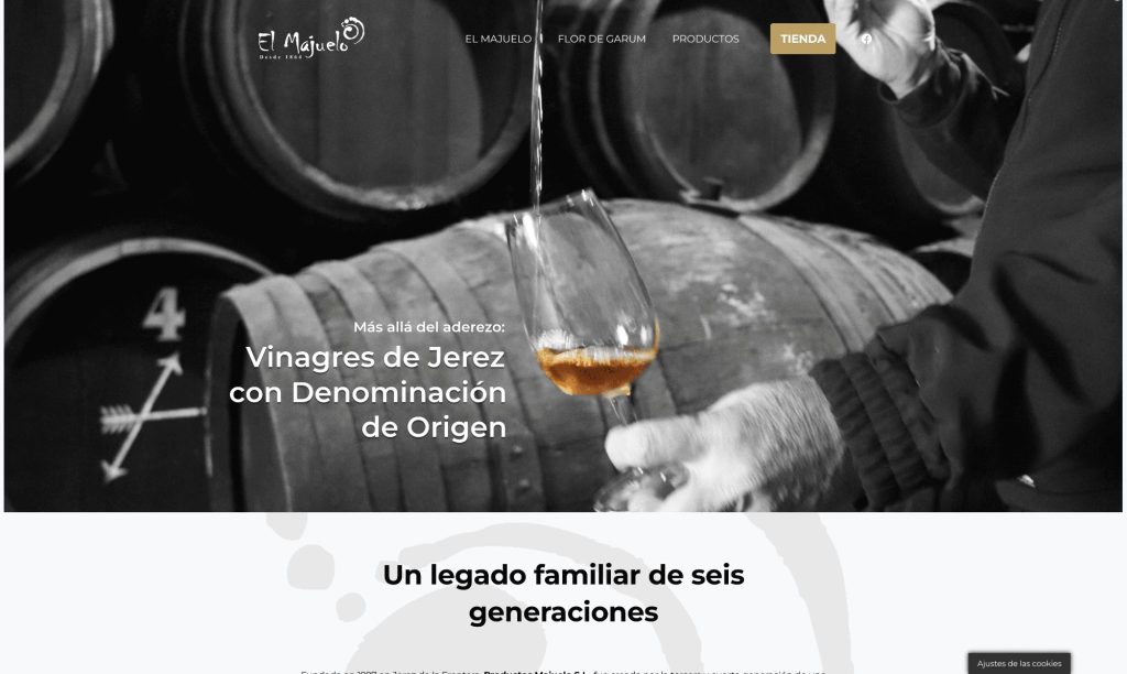 diseño web de inicio de productos majuelo