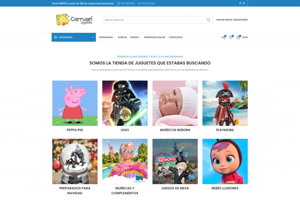 diseño web de la seccion de categorias