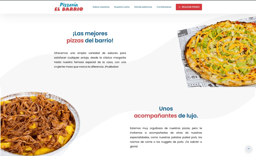 Pizzería El Barrio - hosting y diseño web