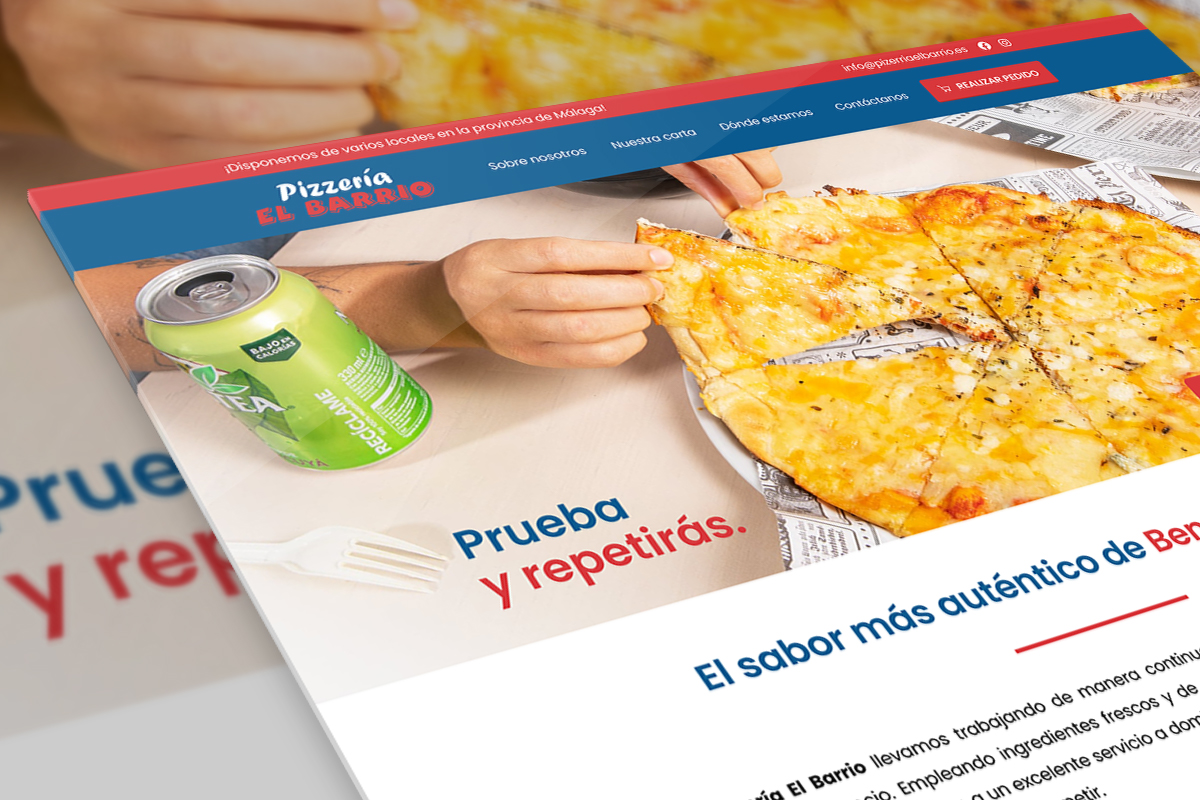 diseño web para la web de Pizzería El Barrio
