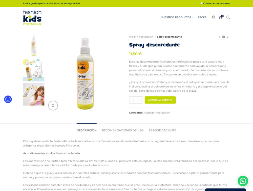 Mi Pelo FashionKids - hosting y diseño web