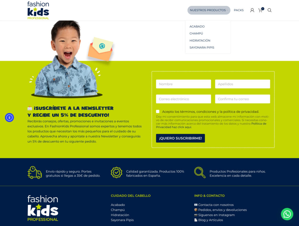 Mi Pelo FashionKids - hosting y diseño web
