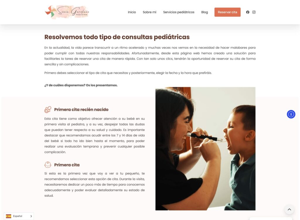Sonia Garófano Pediatra - hosting y diseño web
