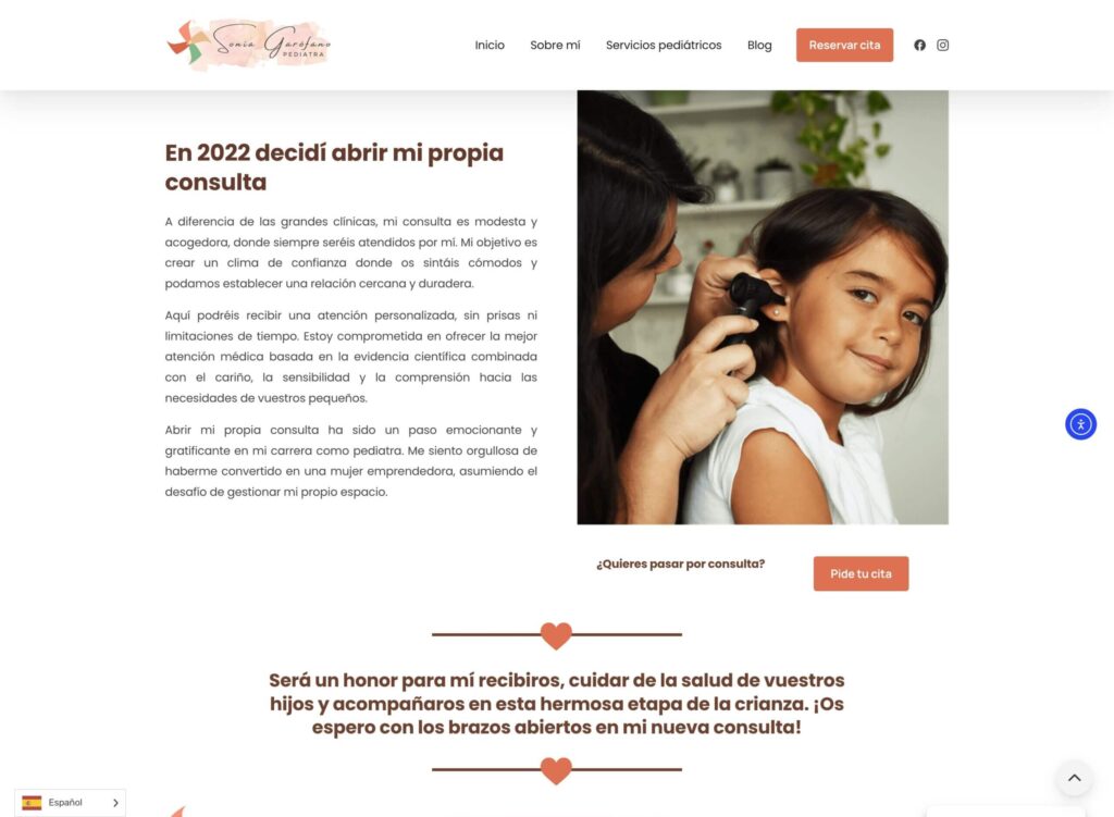 Sonia Garófano Pediatra - hosting y diseño web