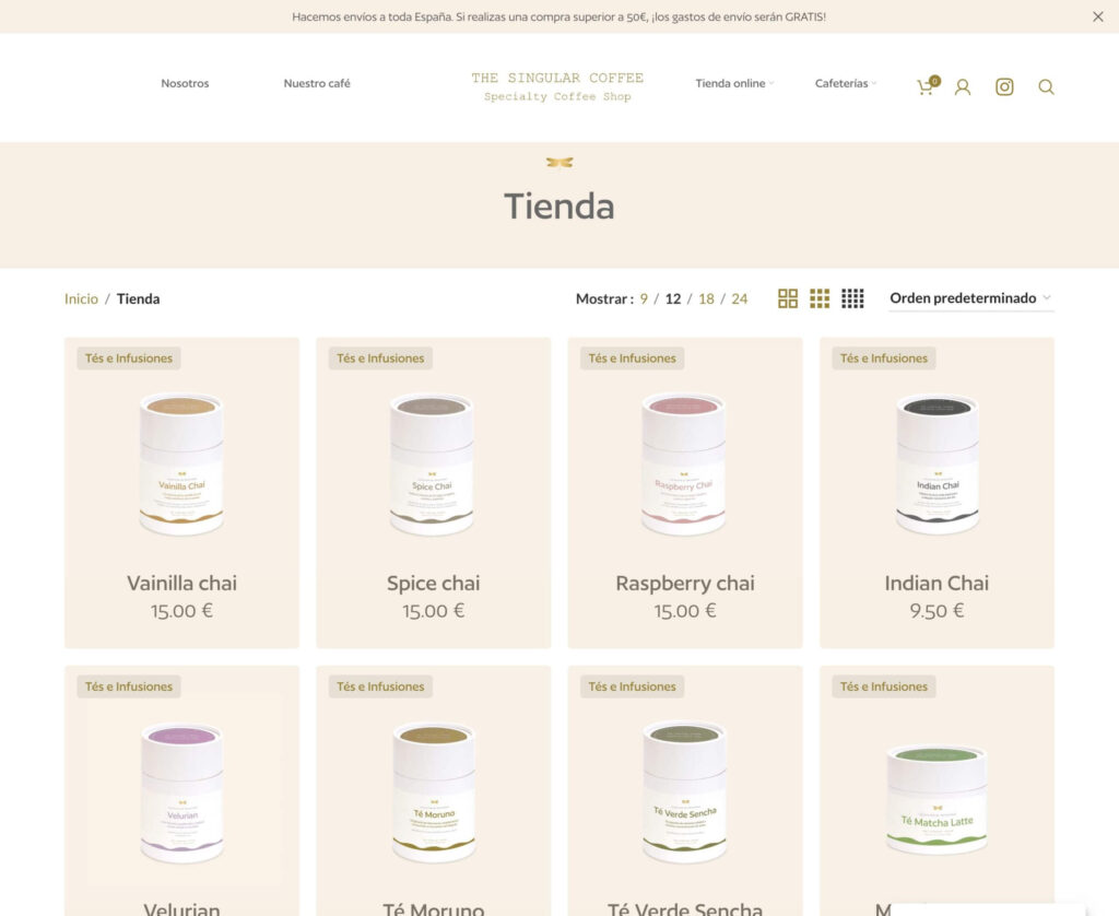 The Singular Coffee - hosting y diseño web