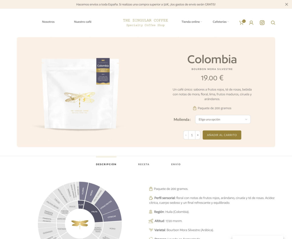 The Singular Coffee - hosting y diseño web